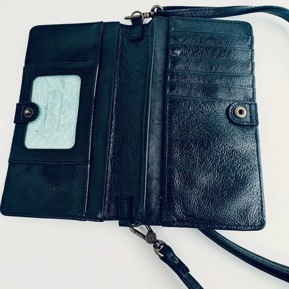 The Sak Leather‎ Crossbody Wallet Studded Phone Bag Wristlet Organizer